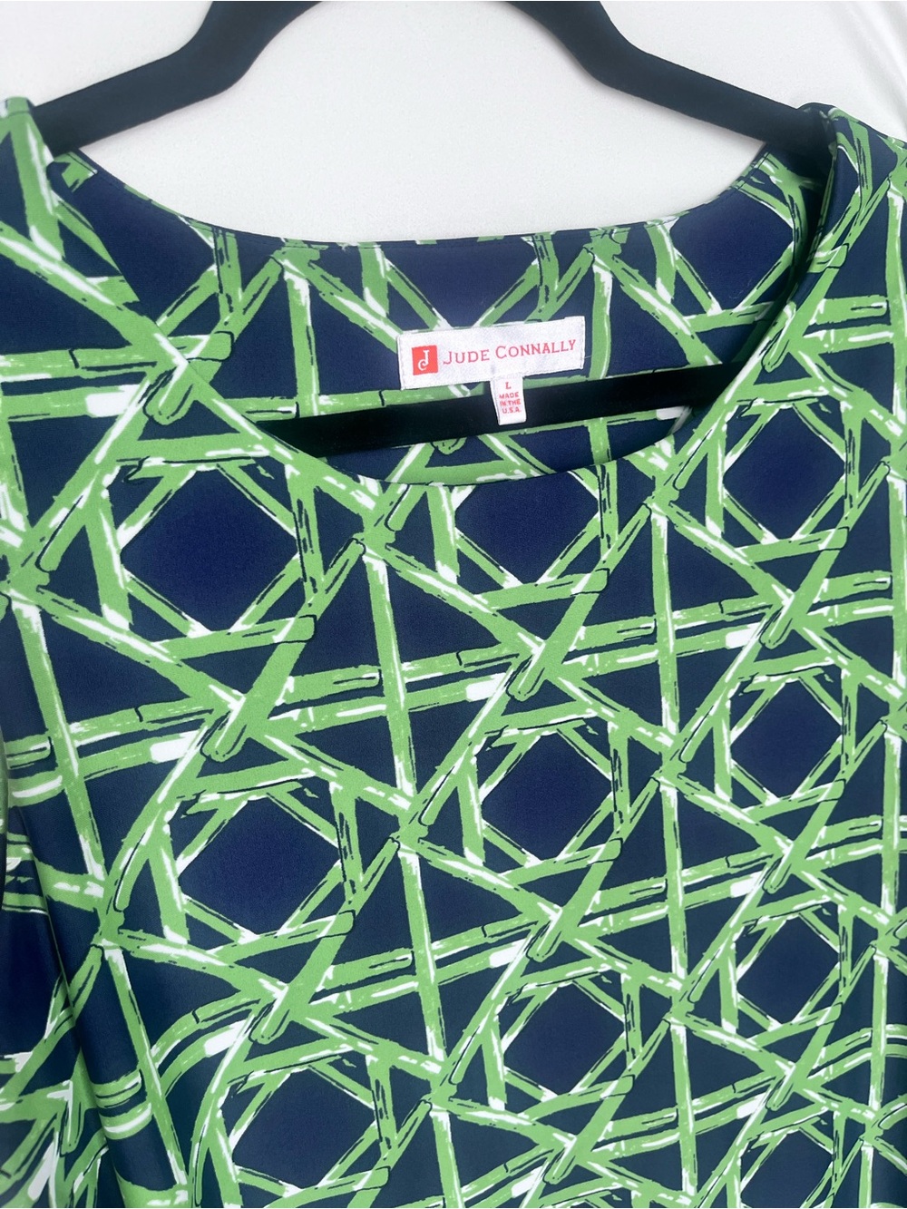 Jude Connally Bamboo Shift Dress in Navy and Green - Picture 6 of 11